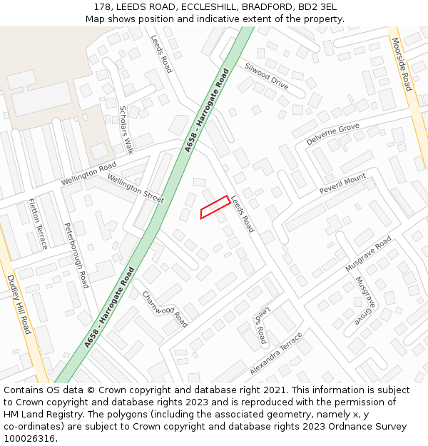 178, LEEDS ROAD, ECCLESHILL, BRADFORD, BD2 3EL: Location map and indicative extent of plot