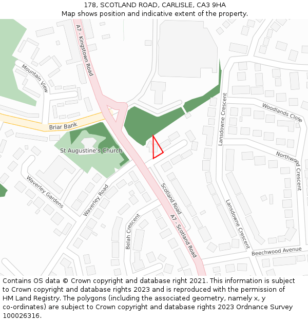 178, SCOTLAND ROAD, CARLISLE, CA3 9HA: Location map and indicative extent of plot