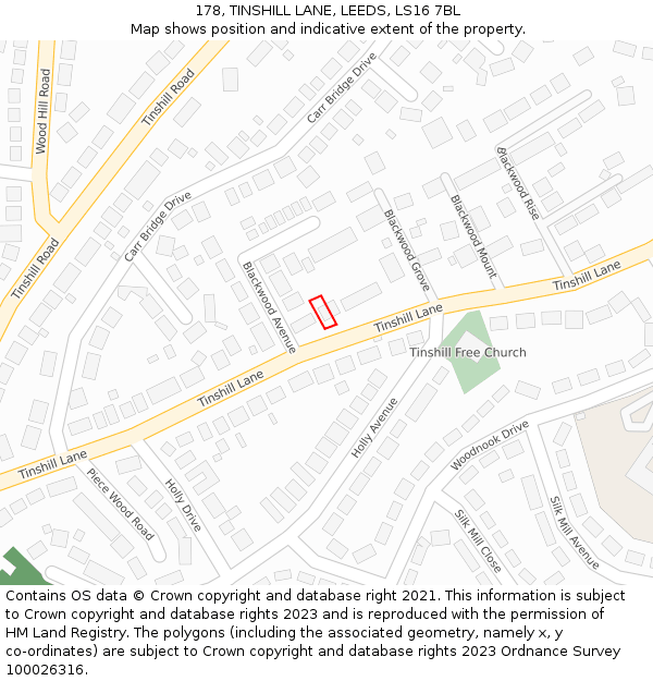 178, TINSHILL LANE, LEEDS, LS16 7BL: Location map and indicative extent of plot