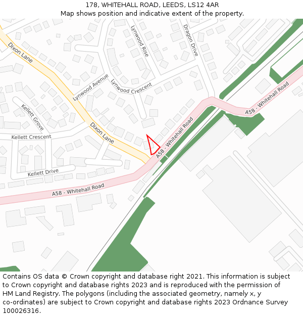 178, WHITEHALL ROAD, LEEDS, LS12 4AR: Location map and indicative extent of plot