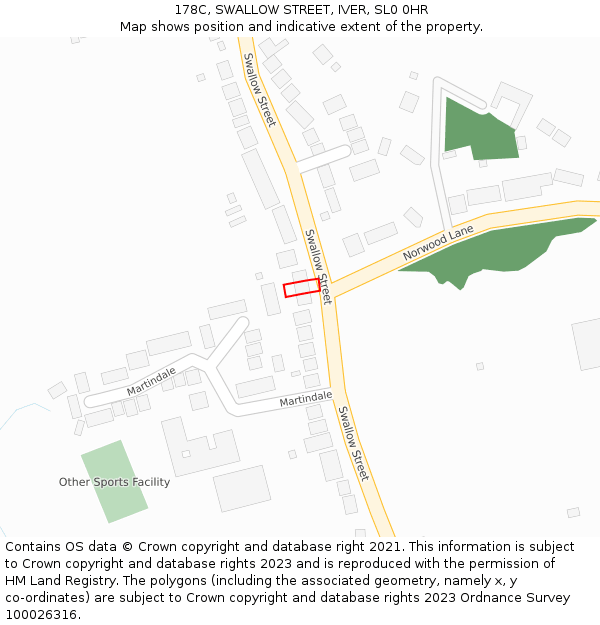 178C, SWALLOW STREET, IVER, SL0 0HR: Location map and indicative extent of plot