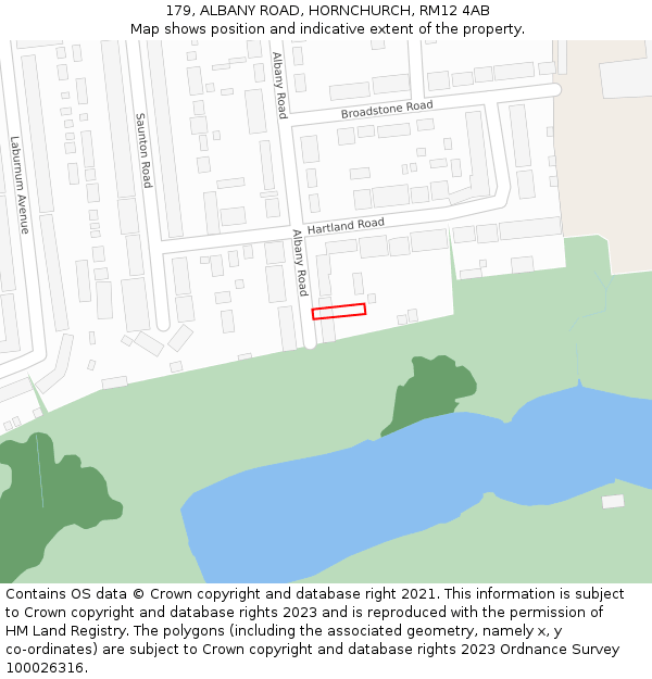 179, ALBANY ROAD, HORNCHURCH, RM12 4AB: Location map and indicative extent of plot