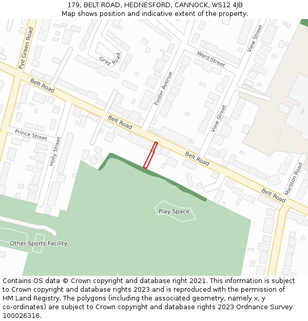 179, BELT ROAD, HEDNESFORD, CANNOCK, WS12 4JB: Location map and indicative extent of plot