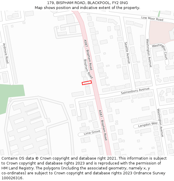 179, BISPHAM ROAD, BLACKPOOL, FY2 0NG: Location map and indicative extent of plot