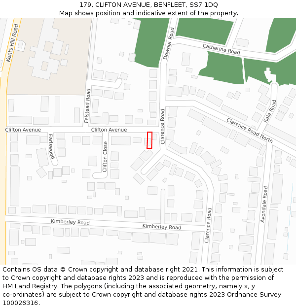 179, CLIFTON AVENUE, BENFLEET, SS7 1DQ: Location map and indicative extent of plot