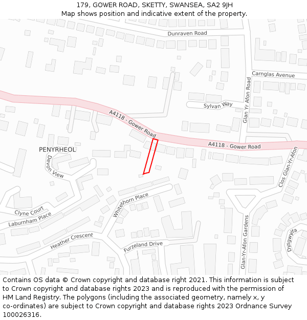 179, GOWER ROAD, SKETTY, SWANSEA, SA2 9JH: Location map and indicative extent of plot