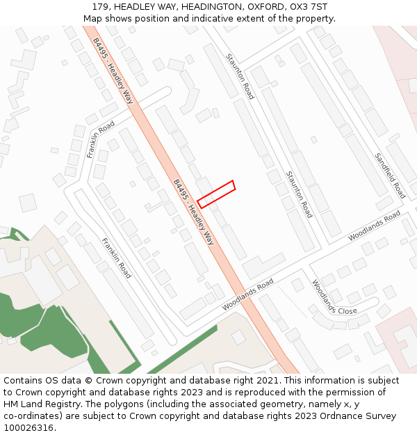 179, HEADLEY WAY, HEADINGTON, OXFORD, OX3 7ST: Location map and indicative extent of plot