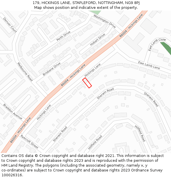 179, HICKINGS LANE, STAPLEFORD, NOTTINGHAM, NG9 8PJ: Location map and indicative extent of plot