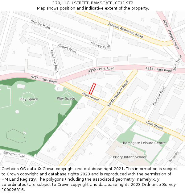 179, HIGH STREET, RAMSGATE, CT11 9TP: Location map and indicative extent of plot