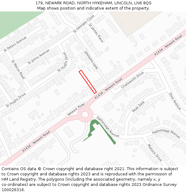 179, NEWARK ROAD, NORTH HYKEHAM, LINCOLN, LN6 8QS: Location map and indicative extent of plot