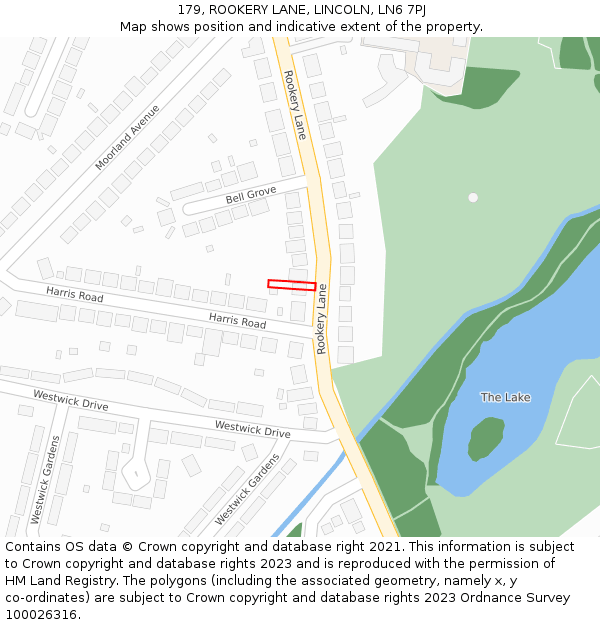 179, ROOKERY LANE, LINCOLN, LN6 7PJ: Location map and indicative extent of plot