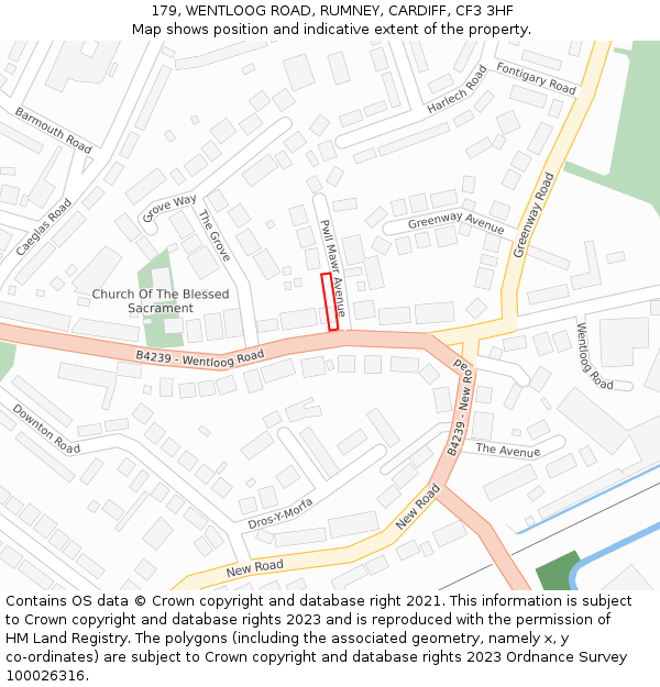 179, WENTLOOG ROAD, RUMNEY, CARDIFF, CF3 3HF: Location map and indicative extent of plot