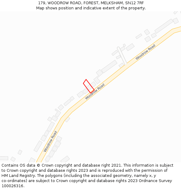 179, WOODROW ROAD, FOREST, MELKSHAM, SN12 7RF: Location map and indicative extent of plot