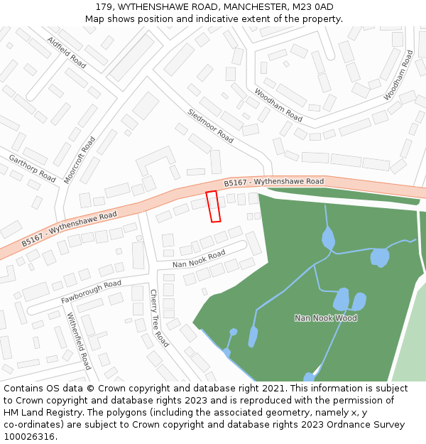 179, WYTHENSHAWE ROAD, MANCHESTER, M23 0AD: Location map and indicative extent of plot