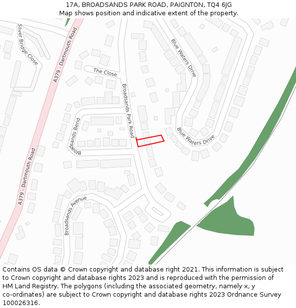 17A, BROADSANDS PARK ROAD, PAIGNTON, TQ4 6JG: Location map and indicative extent of plot