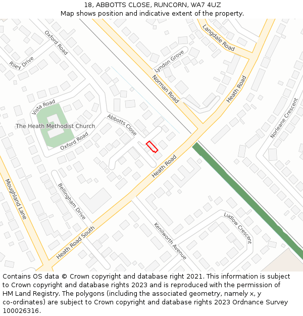 18, ABBOTTS CLOSE, RUNCORN, WA7 4UZ: Location map and indicative extent of plot