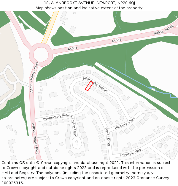 18, ALANBROOKE AVENUE, NEWPORT, NP20 6QJ: Location map and indicative extent of plot