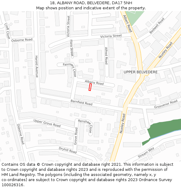 18, ALBANY ROAD, BELVEDERE, DA17 5NH: Location map and indicative extent of plot