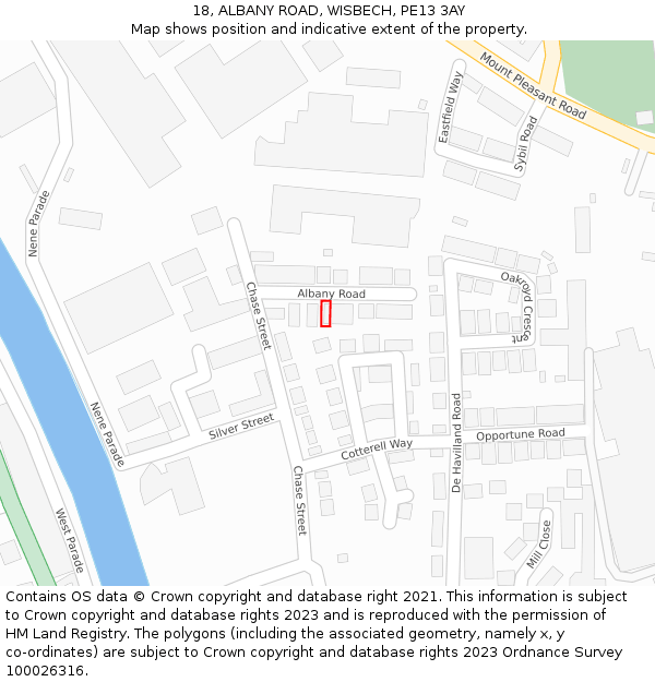 18, ALBANY ROAD, WISBECH, PE13 3AY: Location map and indicative extent of plot