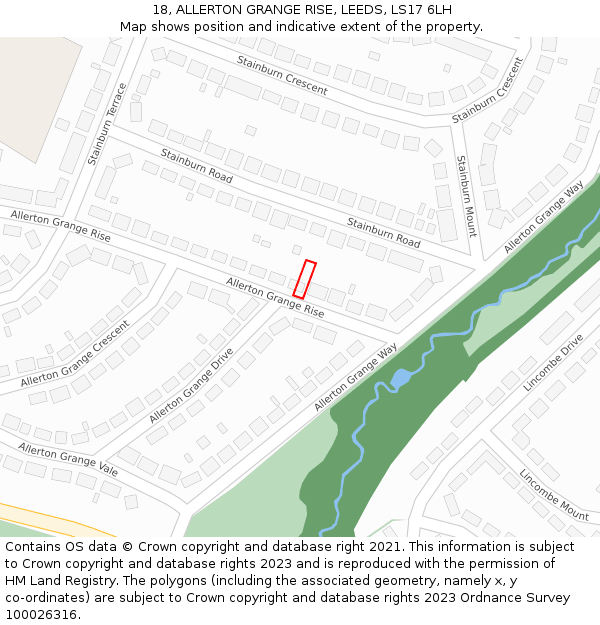 18, ALLERTON GRANGE RISE, LEEDS, LS17 6LH: Location map and indicative extent of plot