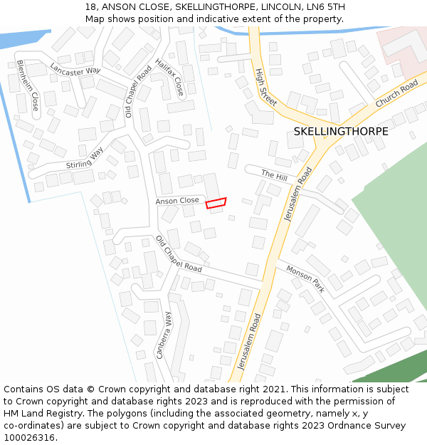 18, ANSON CLOSE, SKELLINGTHORPE, LINCOLN, LN6 5TH: Location map and indicative extent of plot