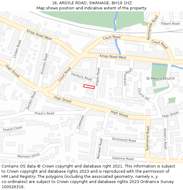 18, ARGYLE ROAD, SWANAGE, BH19 1HZ: Location map and indicative extent of plot