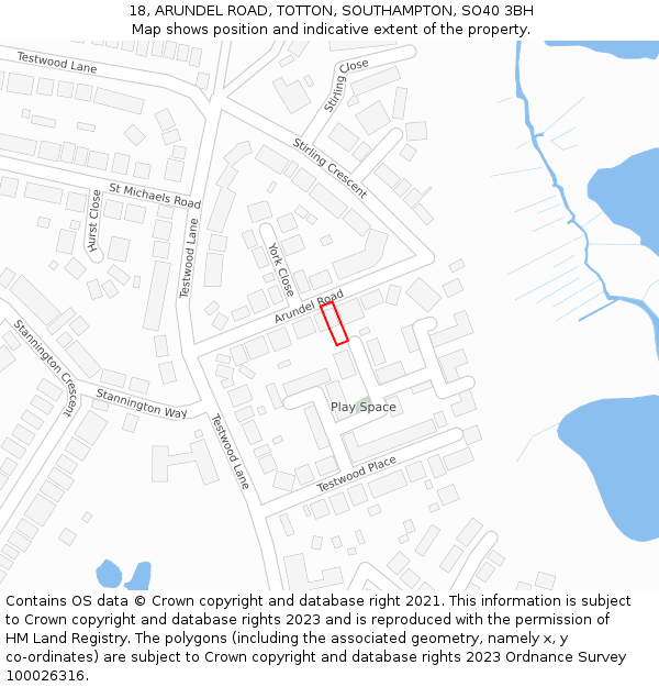 18, ARUNDEL ROAD, TOTTON, SOUTHAMPTON, SO40 3BH: Location map and indicative extent of plot