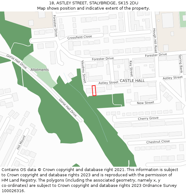 18, ASTLEY STREET, STALYBRIDGE, SK15 2DU: Location map and indicative extent of plot