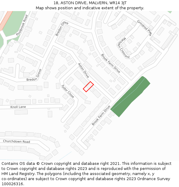 18, ASTON DRIVE, MALVERN, WR14 3JT: Location map and indicative extent of plot