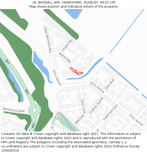 18, BAGNALL WAY, HAWKSYARD, RUGELEY, WS15 1SF: Location map and indicative extent of plot