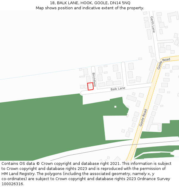 18, BALK LANE, HOOK, GOOLE, DN14 5NQ: Location map and indicative extent of plot