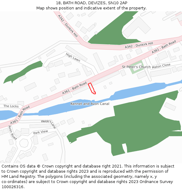 18, BATH ROAD, DEVIZES, SN10 2AP: Location map and indicative extent of plot