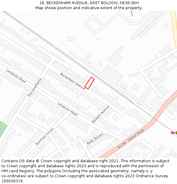 18, BECKENHAM AVENUE, EAST BOLDON, NE36 0EH: Location map and indicative extent of plot