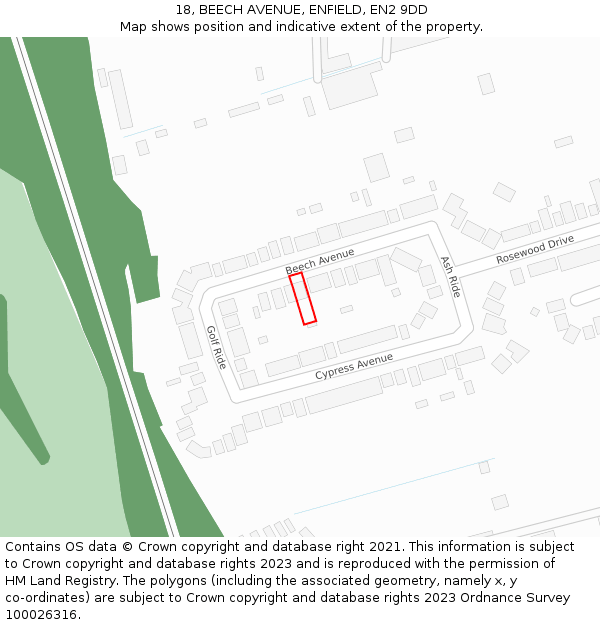 18, BEECH AVENUE, ENFIELD, EN2 9DD: Location map and indicative extent of plot