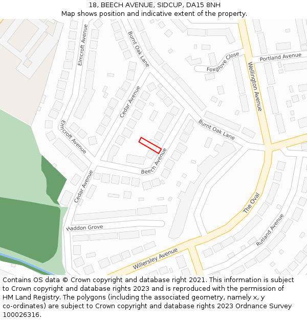 18, BEECH AVENUE, SIDCUP, DA15 8NH: Location map and indicative extent of plot
