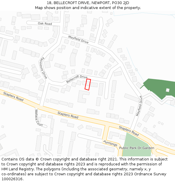 18, BELLECROFT DRIVE, NEWPORT, PO30 2JD: Location map and indicative extent of plot