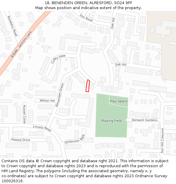 18, BENENDEN GREEN, ALRESFORD, SO24 9PF: Location map and indicative extent of plot