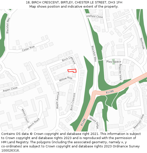 18, BIRCH CRESCENT, BIRTLEY, CHESTER LE STREET, DH3 1FH: Location map and indicative extent of plot