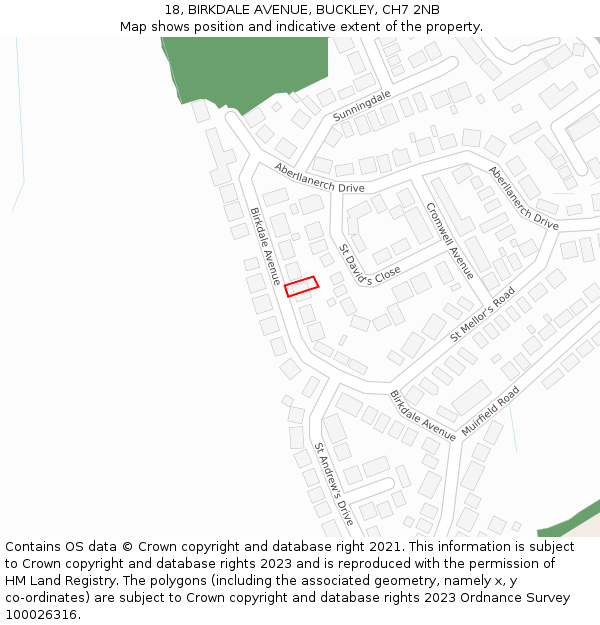 18, BIRKDALE AVENUE, BUCKLEY, CH7 2NB: Location map and indicative extent of plot