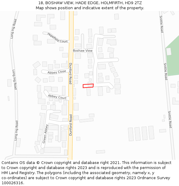 18, BOSHAW VIEW, HADE EDGE, HOLMFIRTH, HD9 2TZ: Location map and indicative extent of plot