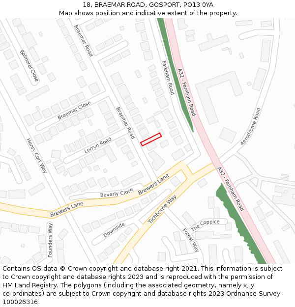 18, BRAEMAR ROAD, GOSPORT, PO13 0YA: Location map and indicative extent of plot