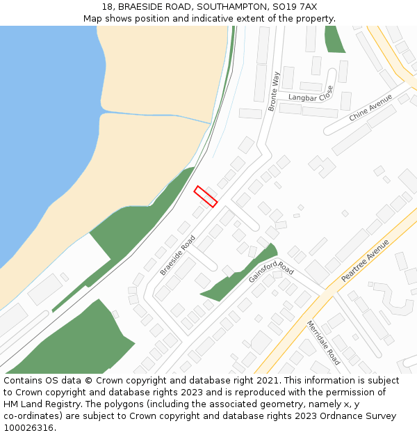 18, BRAESIDE ROAD, SOUTHAMPTON, SO19 7AX: Location map and indicative extent of plot