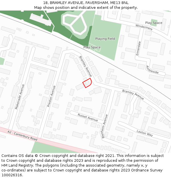 18, BRAMLEY AVENUE, FAVERSHAM, ME13 8NL: Location map and indicative extent of plot