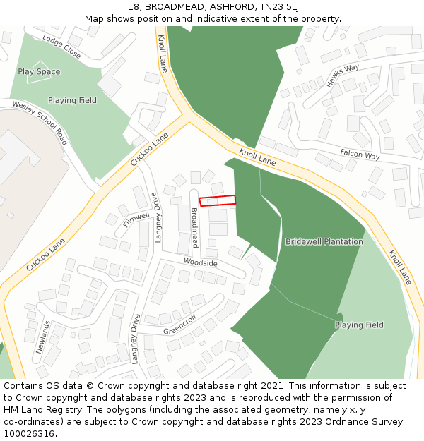 18, BROADMEAD, ASHFORD, TN23 5LJ: Location map and indicative extent of plot