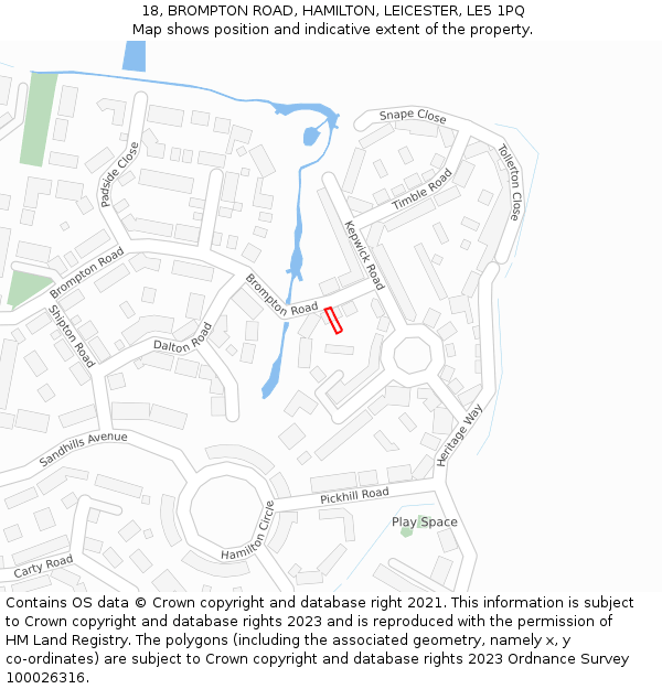 18, BROMPTON ROAD, HAMILTON, LEICESTER, LE5 1PQ: Location map and indicative extent of plot