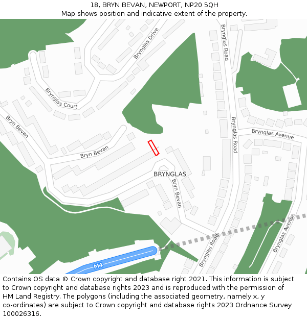 18, BRYN BEVAN, NEWPORT, NP20 5QH: Location map and indicative extent of plot