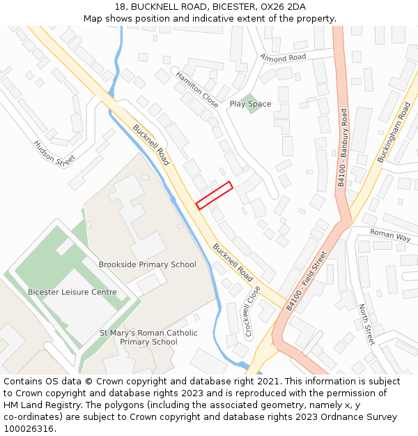 18, BUCKNELL ROAD, BICESTER, OX26 2DA: Location map and indicative extent of plot