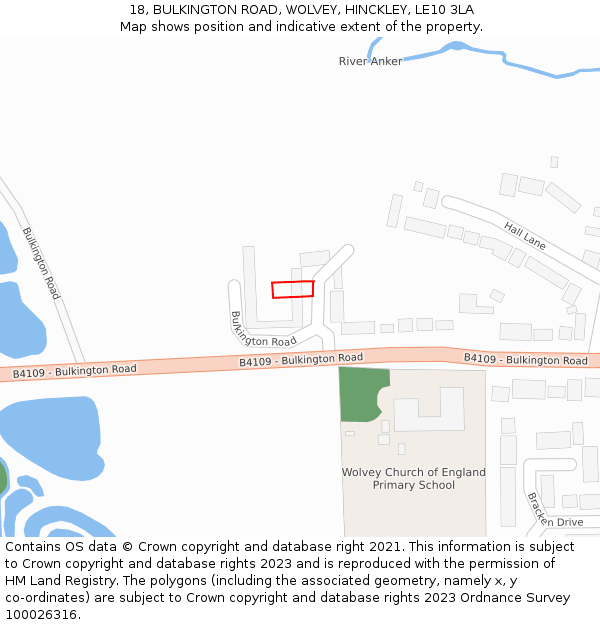 18, BULKINGTON ROAD, WOLVEY, HINCKLEY, LE10 3LA: Location map and indicative extent of plot