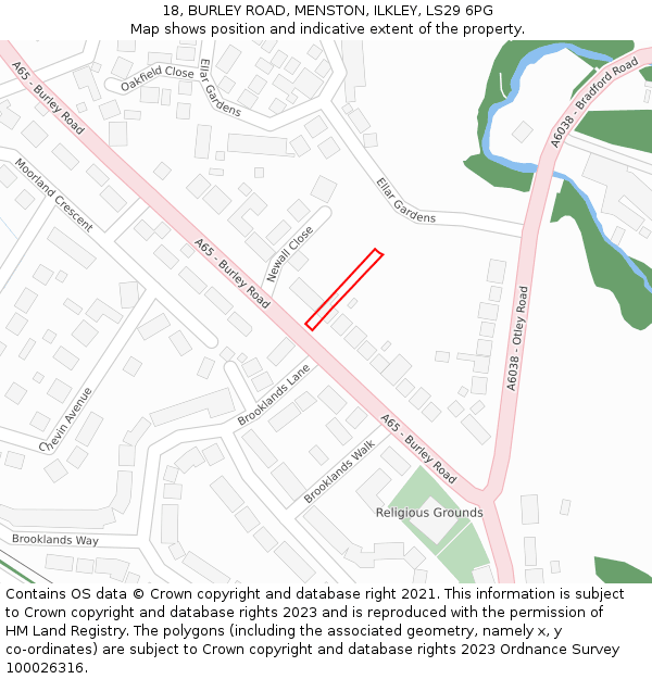 18, BURLEY ROAD, MENSTON, ILKLEY, LS29 6PG: Location map and indicative extent of plot