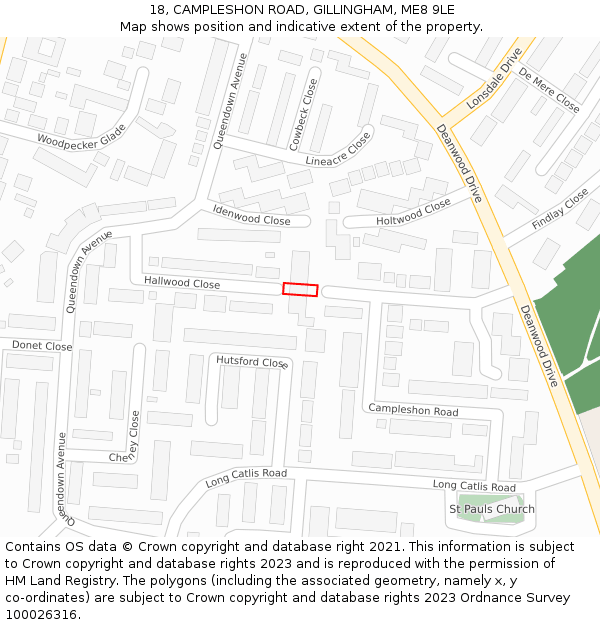 18, CAMPLESHON ROAD, GILLINGHAM, ME8 9LE: Location map and indicative extent of plot